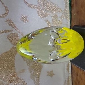 Vintage Paperweight Glass Blown Egg with suspended bubbles